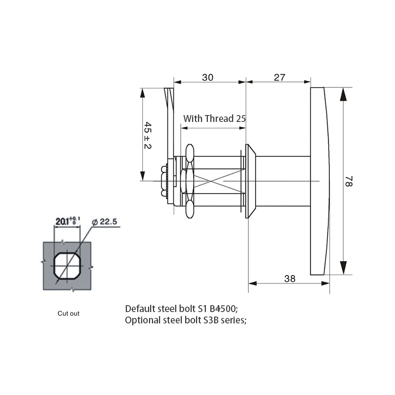 MS305-2HS Stainless Steel Industrial Coreless Handle Locks