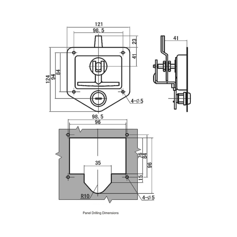 MS858-4 639g Stainless Steel Folding Industrial Panel Locks