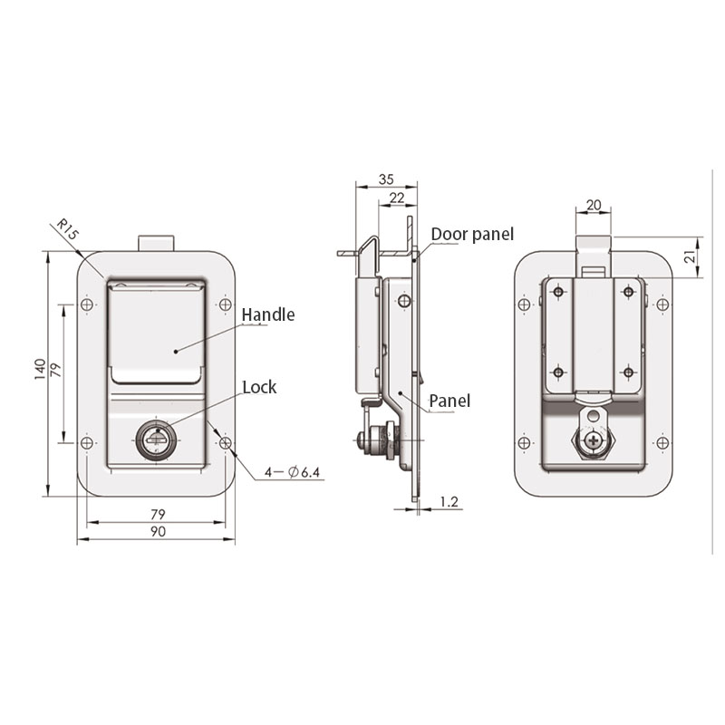 MS866-7A Industrial Stainless Steel Panel Locks No Lock