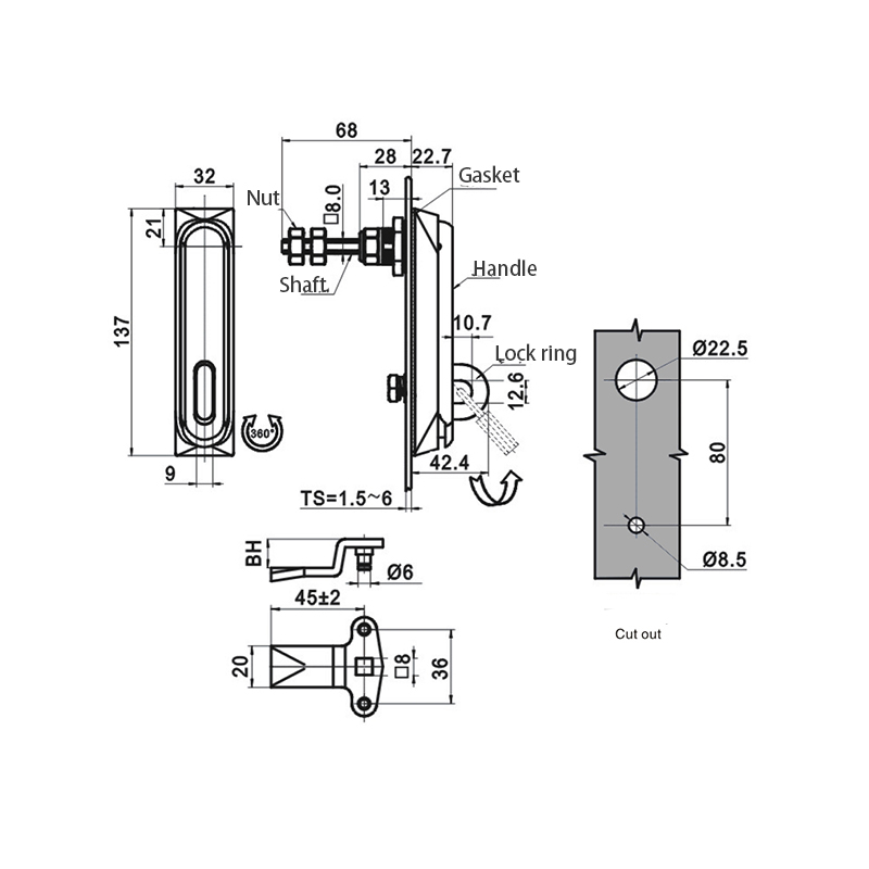 MS818-A SUS304 300N Load Stainless Steel Industrial Cabinet Locks