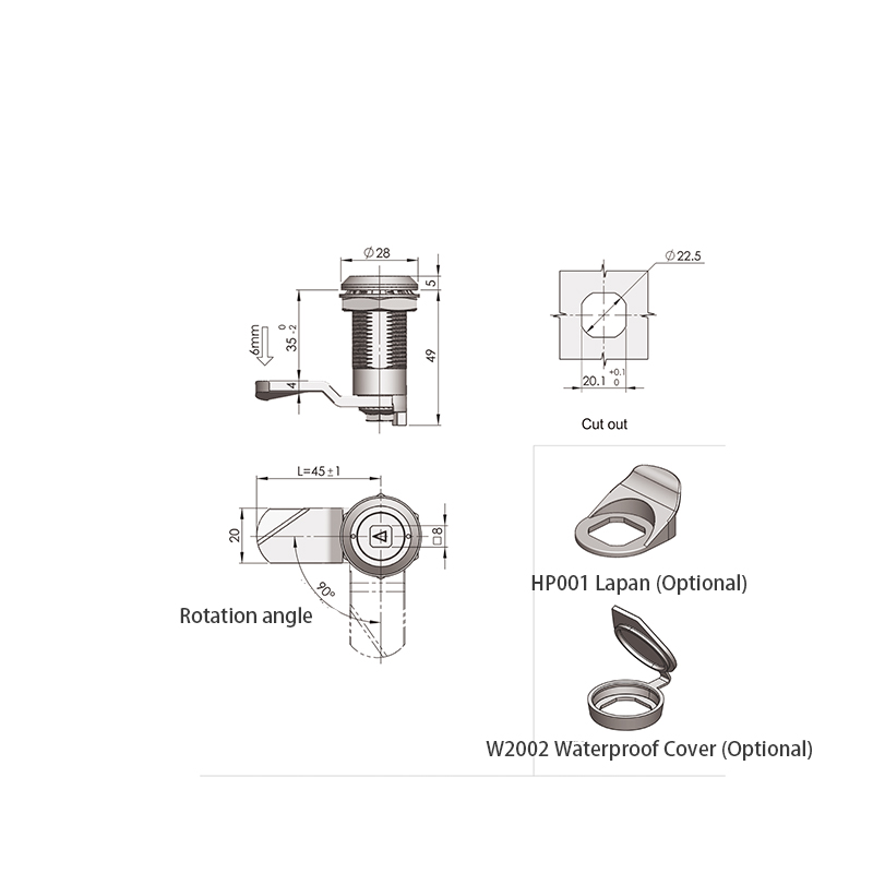 MS816-4B Stainless Steel Base Industrial Compression Type Cabinet Locks