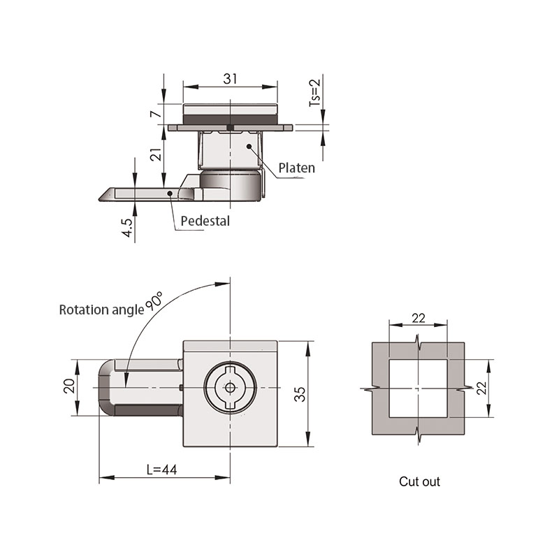 MS813-B 90°Rotation 580N Load Stainless Steel Locks