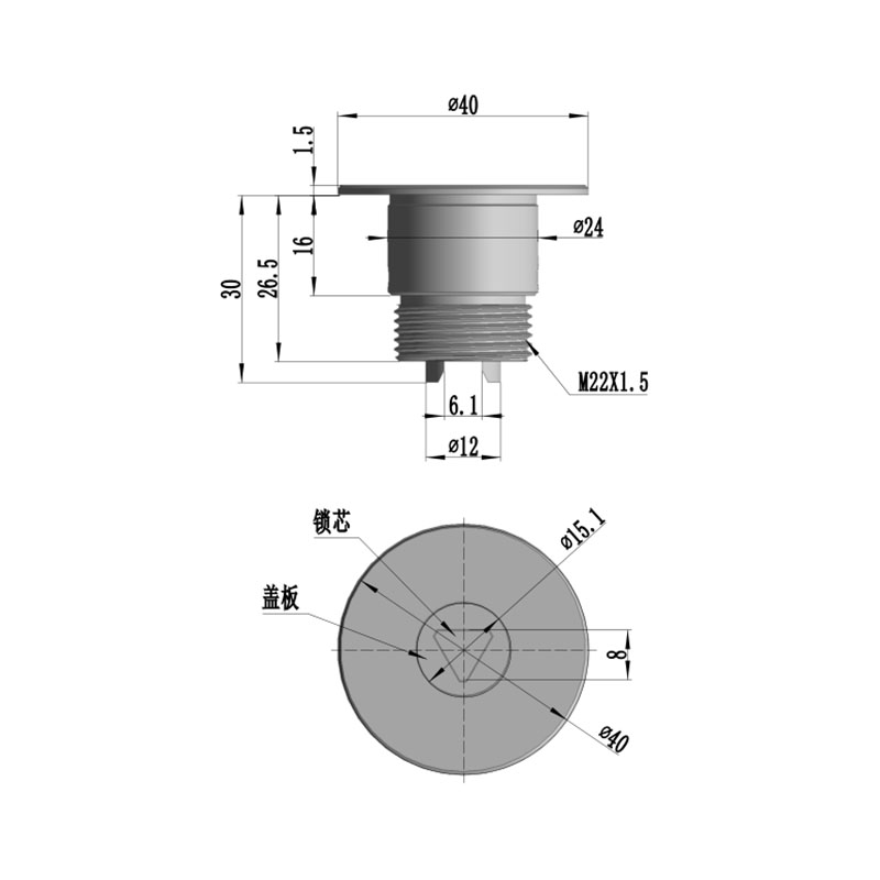 MS705-3T Surface Brushed Polishing Round Stainless Steel Locks