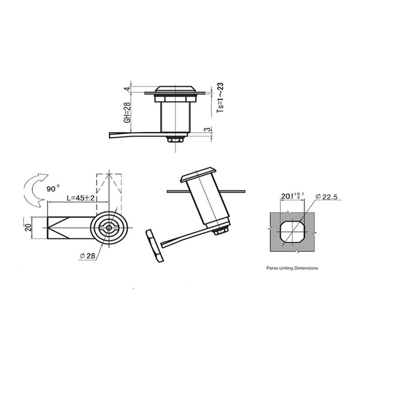 MS705-2MS-3 All Stainless Steel Industrial Cabinet Locks