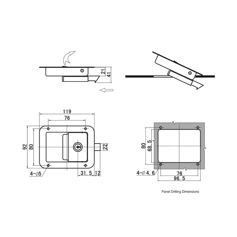 MS858-2 448g Industrial Stainless Steel Impact Door Locks