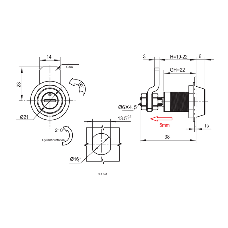  MS816-3S-4S 90°Rotation 360N Load Stainless Steel Industrial Locks