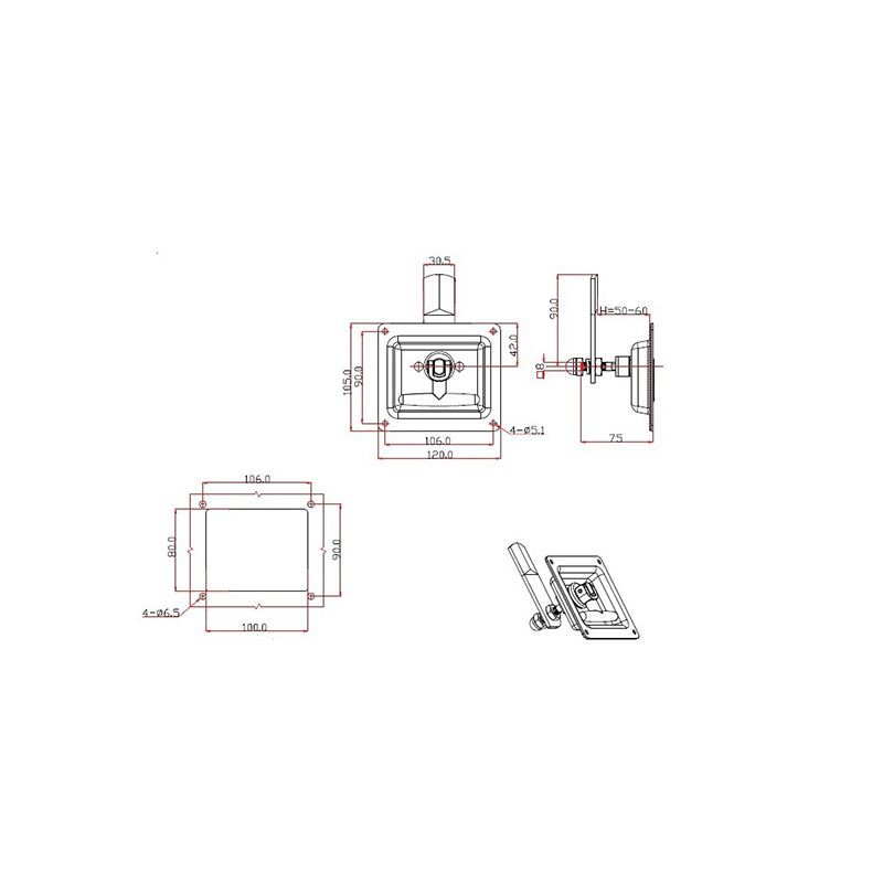 MS871-2 Protective Handle Folding Industrial Panel Locks