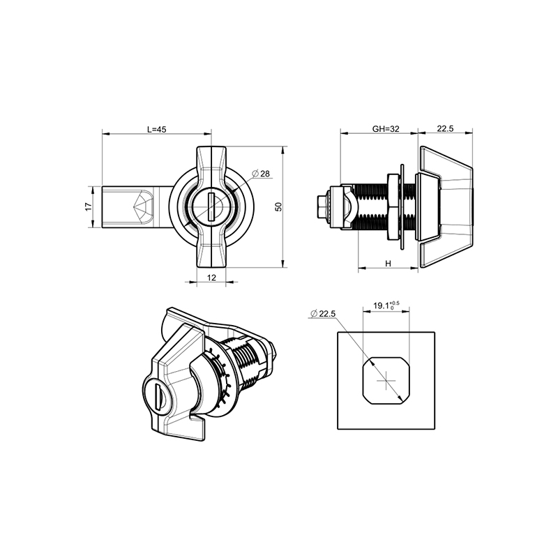 MS309-8-2 Zinc Alloy Compression Latch Locks With Hook