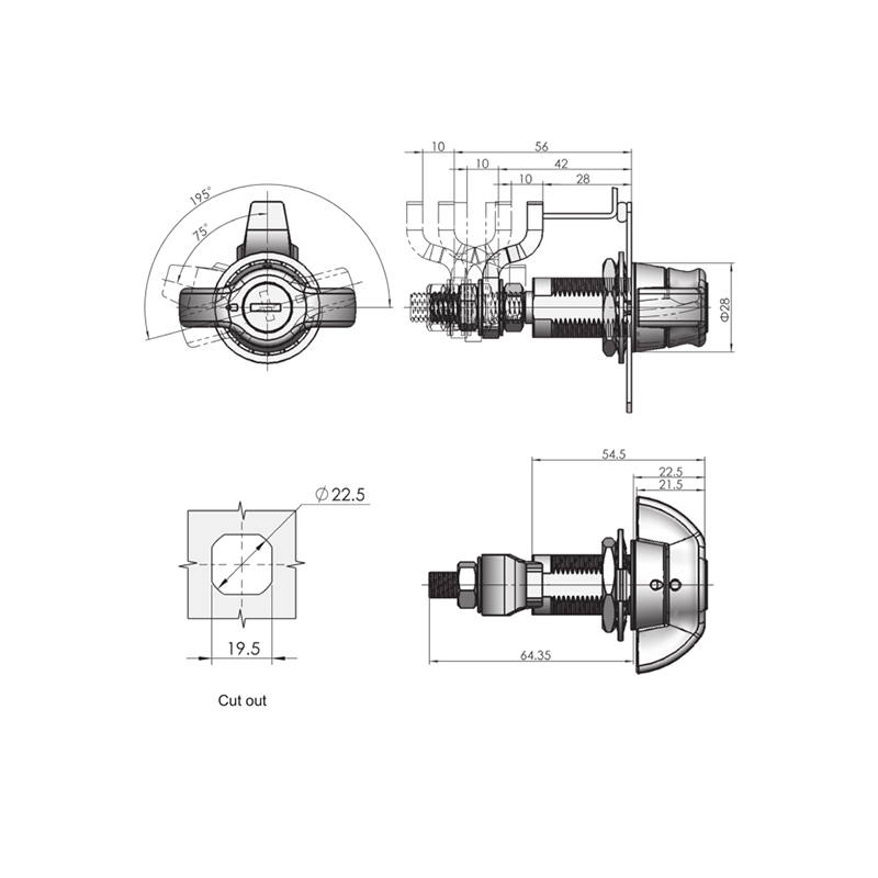 MS309-6 Adjustable Compression Latch Type Cabinet Locks