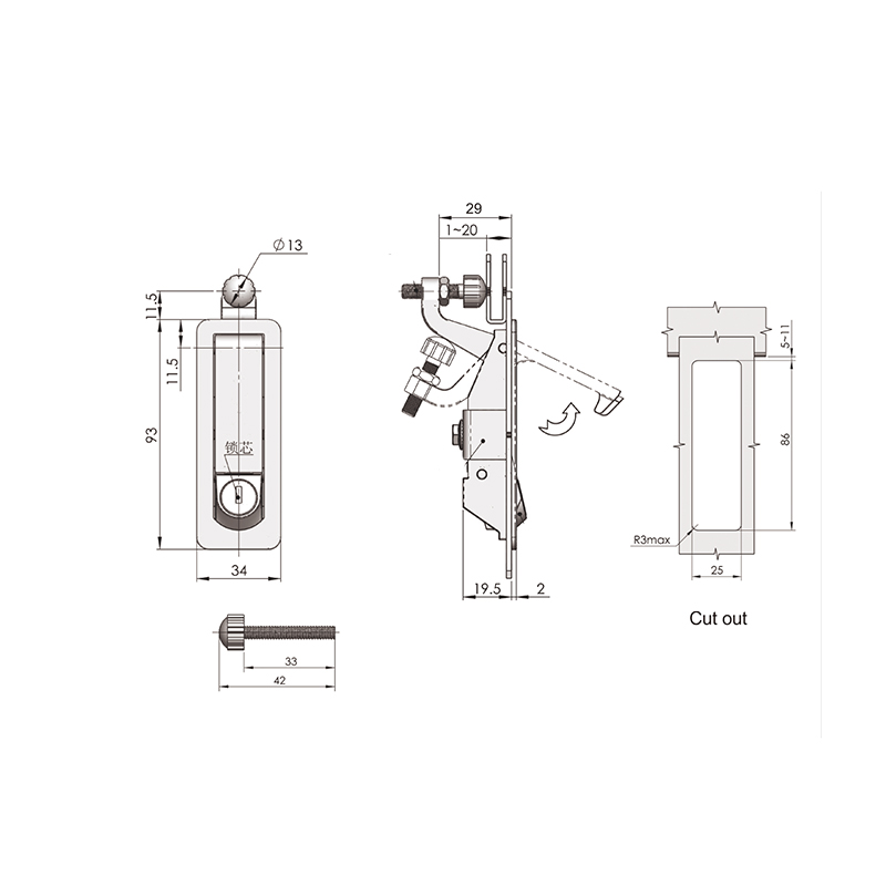 MS708-3B 181g Black aluminum Alloy Base Compression Latch Locks