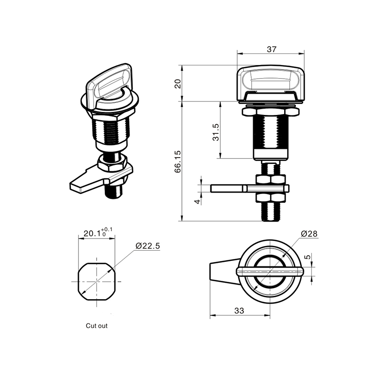 MS309-6 Adjustable Compression Latch Type Cabinet Locks