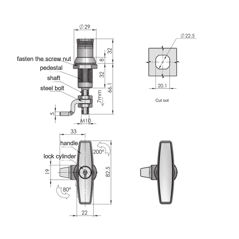 MS309-3B-2 Compression Latch Locks No Lock Cylinder, Adjustable