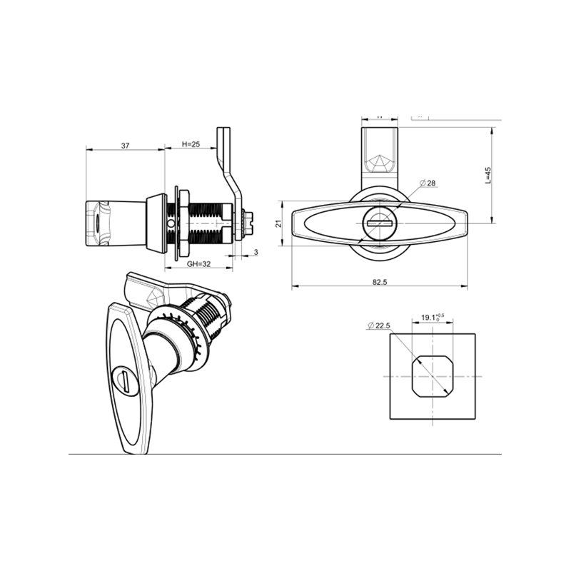 MS309-3B-1A Compression Latch Locks With Lock Cylinder, Not Adjustable