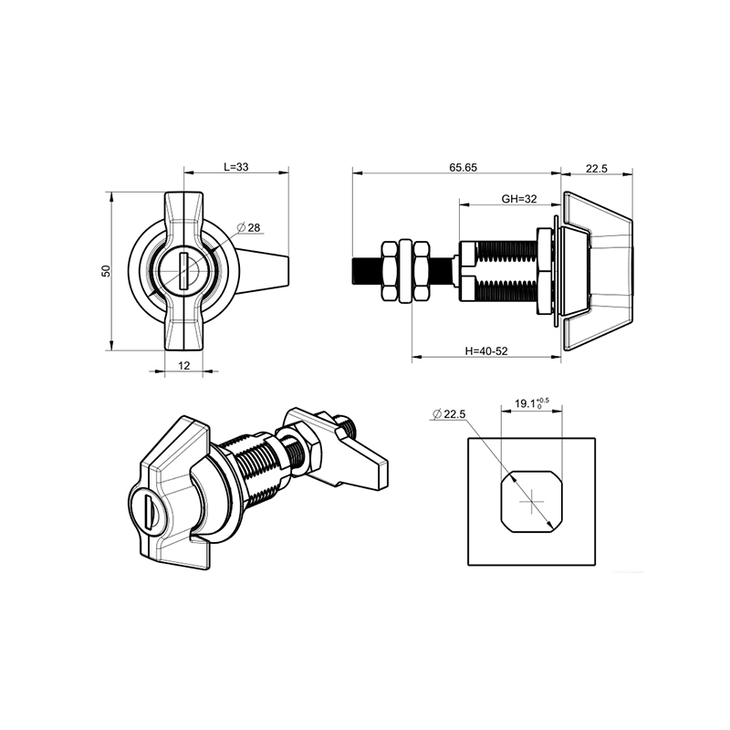 MS309-8 Zinc Alloy Black Base Compression Latch Locks