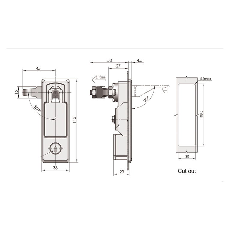 MS727 213g Compression Type Cabinet Locks With Handle, Adjustable