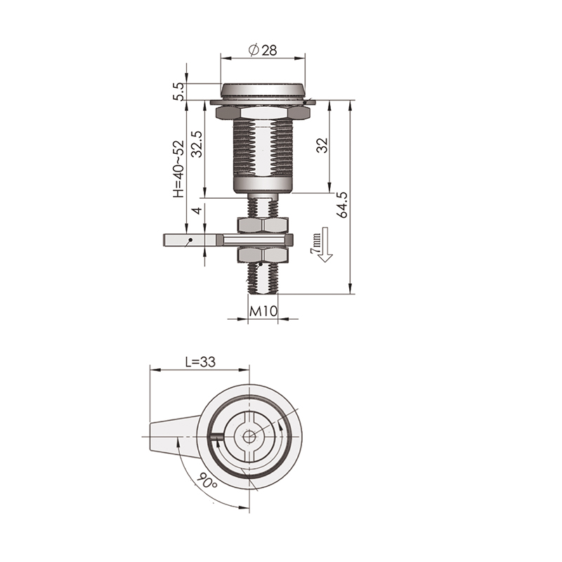 MS816-3-9 Slotted Lock Cylinder Compression Latch Locks