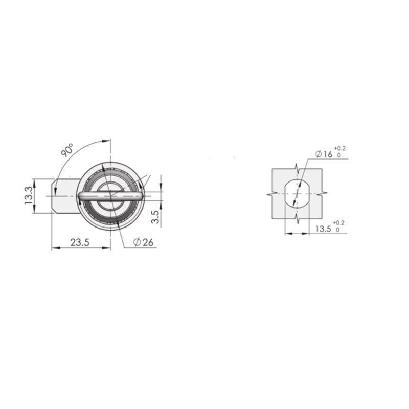 MS816-3S-4S 90°Rotation 360N Load Stainless Steel Industrial Locks