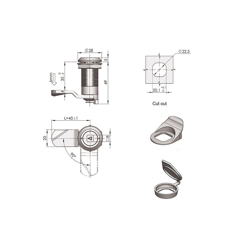 MS816-4B Stainless Steel Base Industrial Compression Type Cabinet Locks