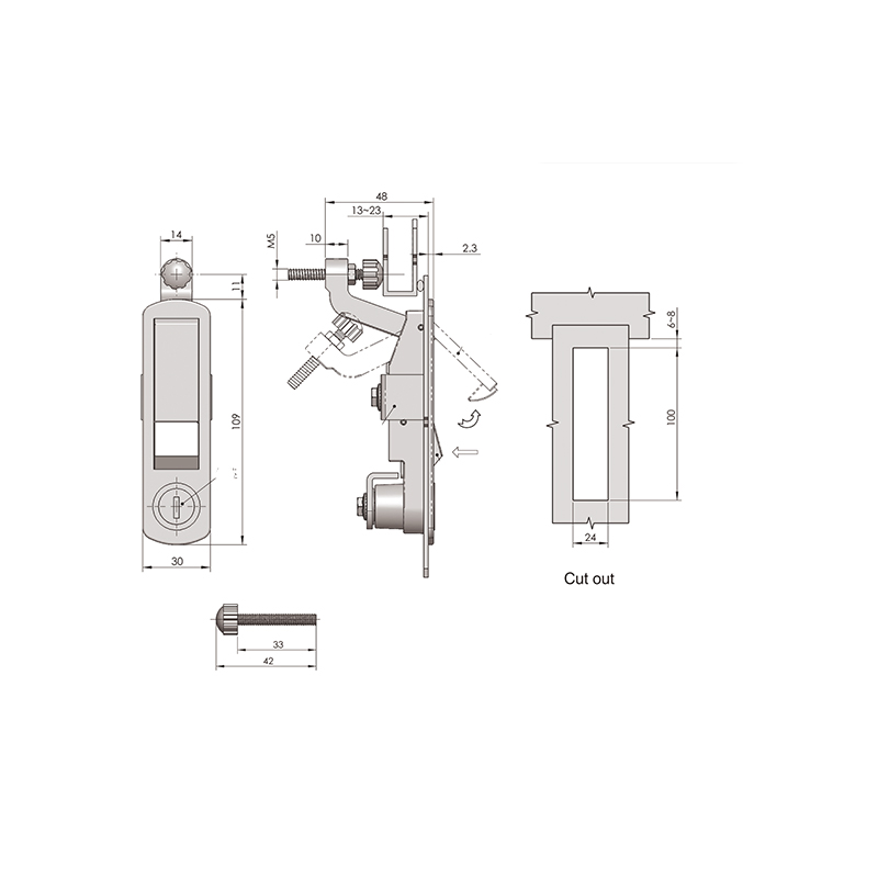 MS718-2 227g Black spray Base Compression Type Cabinet Locks