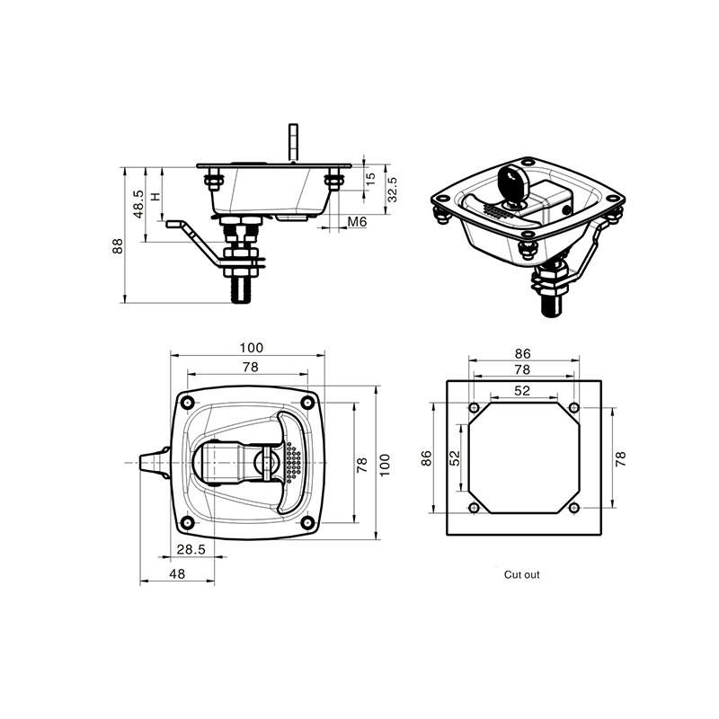 MS858-1C Embedded Compression Type Cabinet Locks