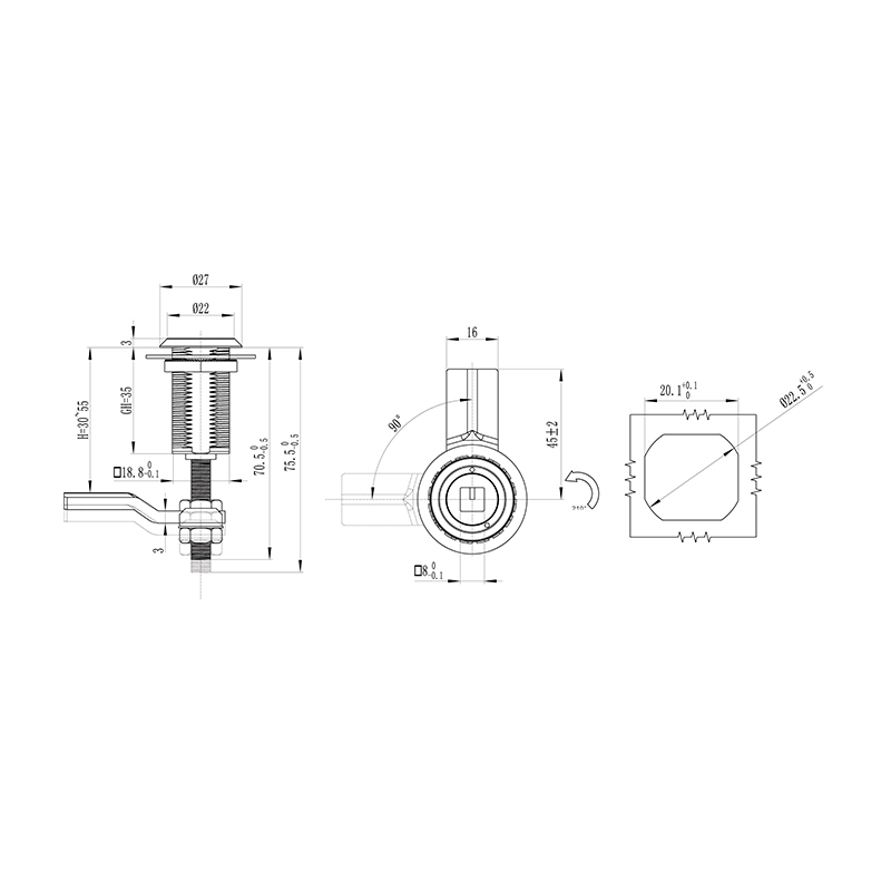 MS816-3D-1 Triangular 8mm Lock Cylinder Compression Latch Locks