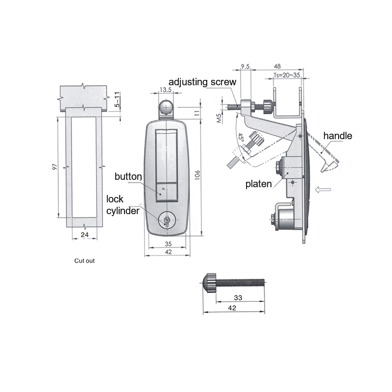 MS718 255g Adjustable Compression Type Cabinet Locks