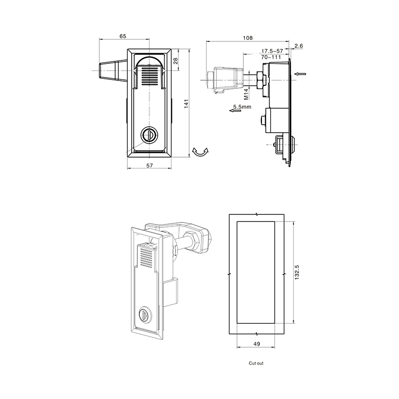 MS726-5A 817g Compression Latch Locks Without Lock Core