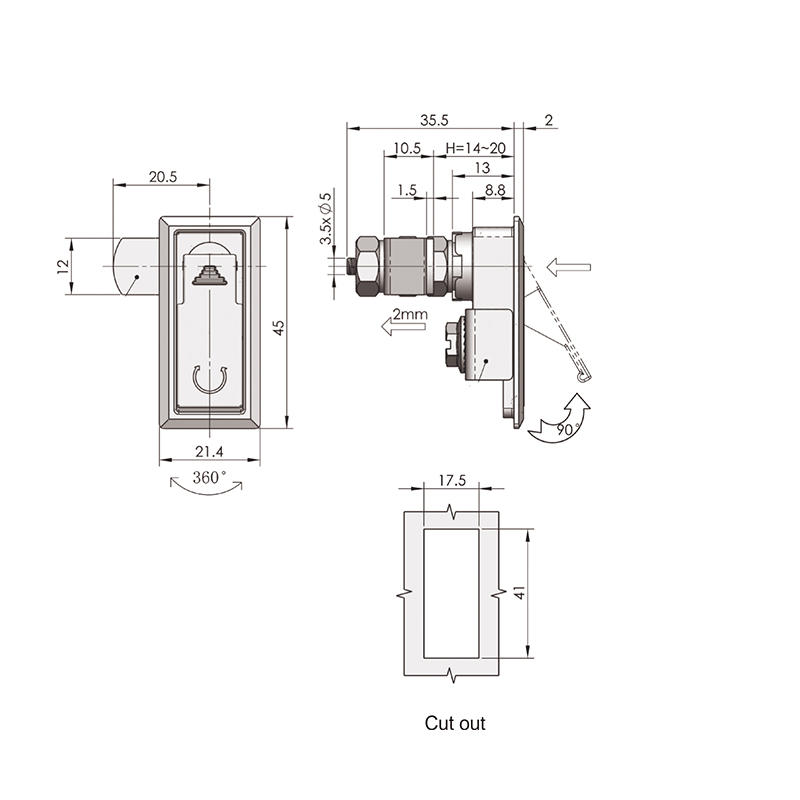 MS726-4 45g Trivalent Zinc plate Compression Type Cabinet Locks