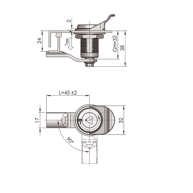 MS816-1-1S Triangular 8mm Lock Cylinder Compression Latch Locks