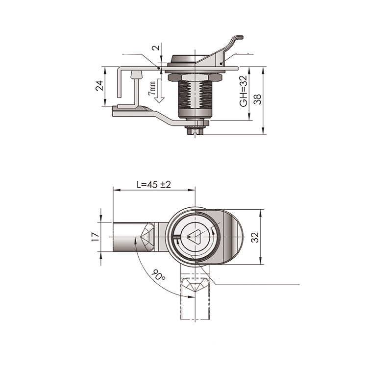 MS816-1-4S Compression Latch Locks Square 8*8mm Lock Cylinder Without Notch