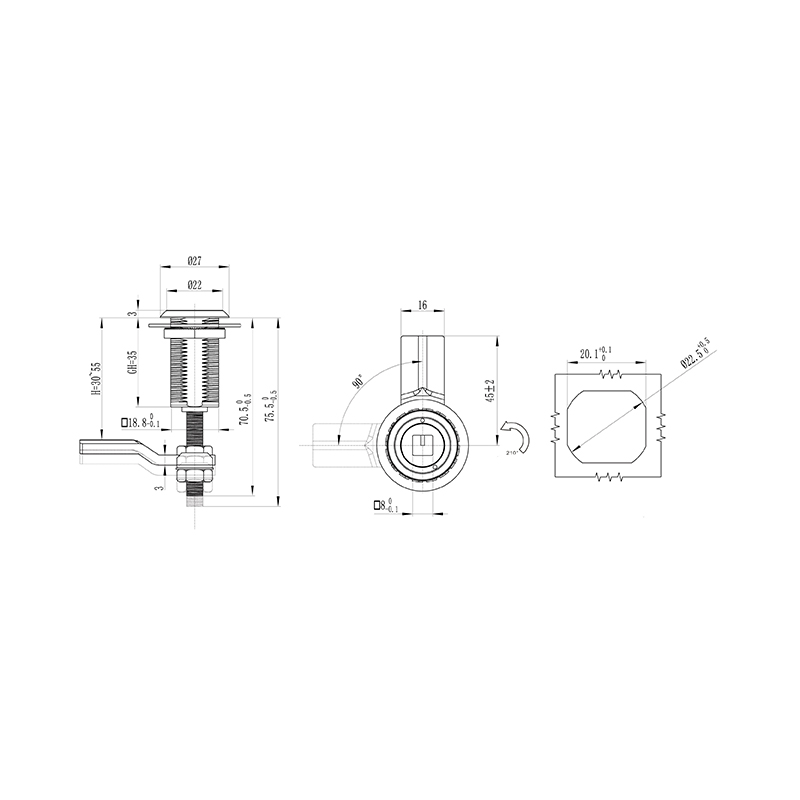 MS816-3D-4 8*8mm Lock Core 100g Compression Latch Locks