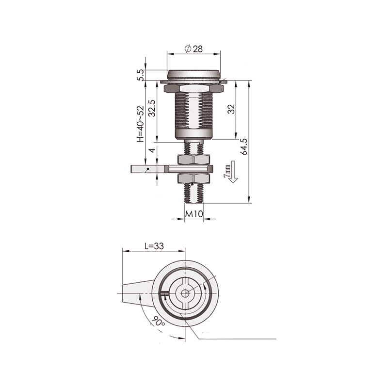 MS816-3E-1 Triangular 8mm Lock Cylinder Compression Latch Locks