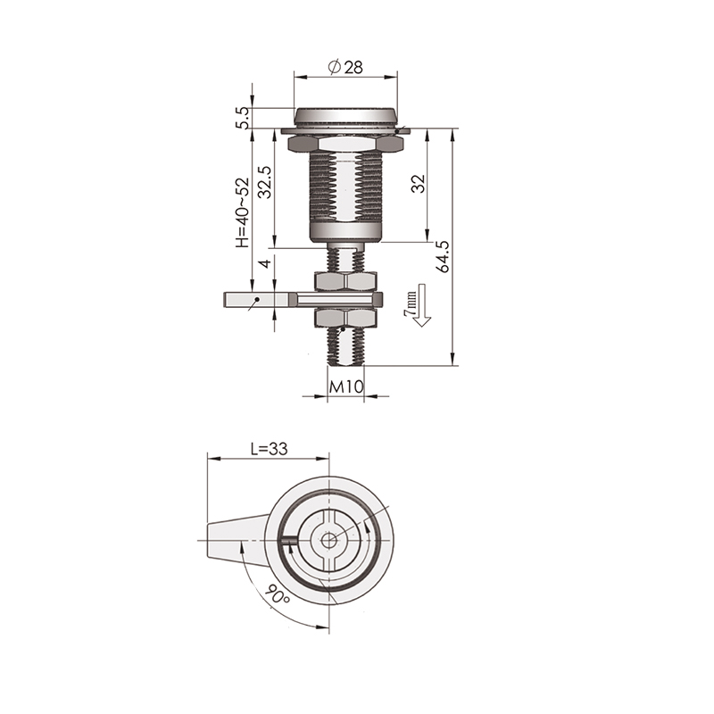 MS816-3F-1 8mm square Cylinder Compression Latch Locks