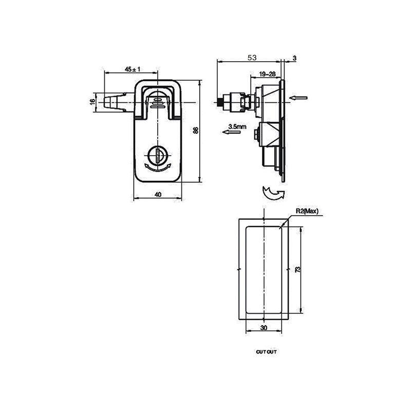 MS726-1B With Lock Cylinder Compression Type Cabinet Locks