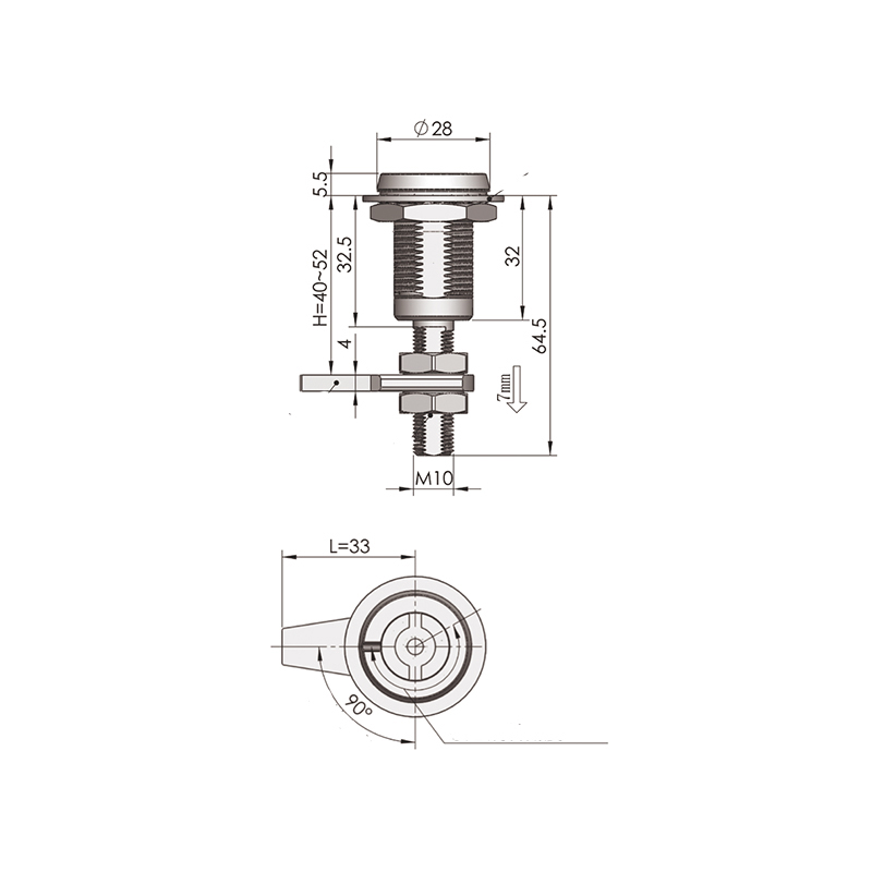 MS816-3-9 Slotted Lock Cylinder Compression Latch Locks