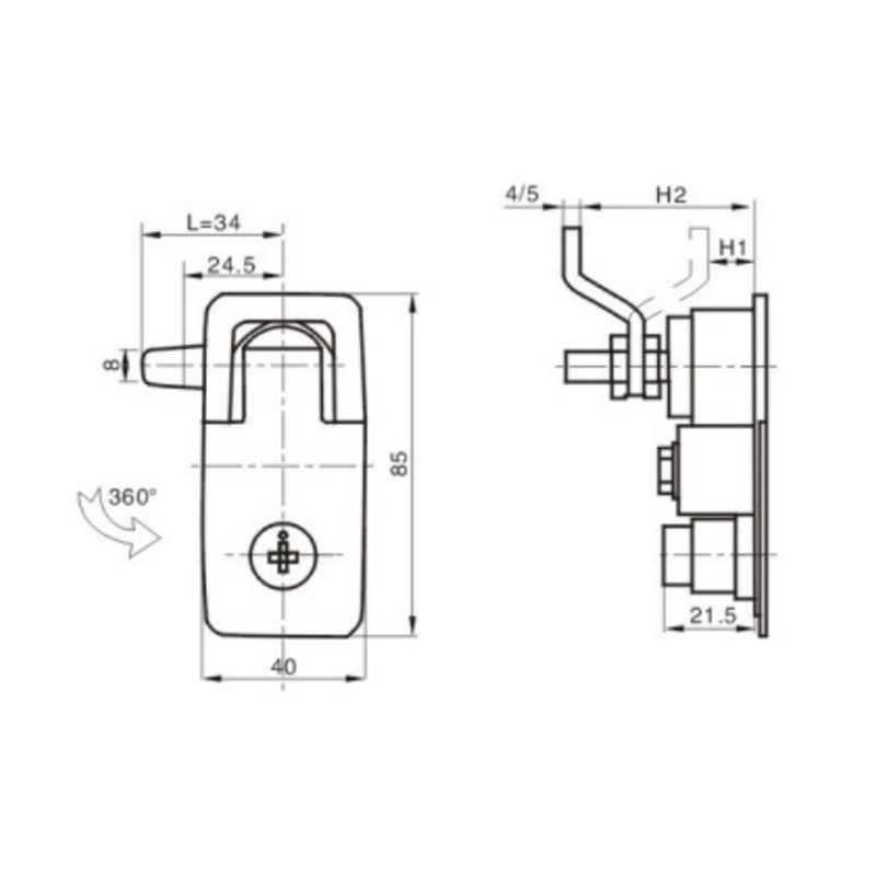 MS726-2 236g Compression Type Cabinet Locks With Lock Cylinder