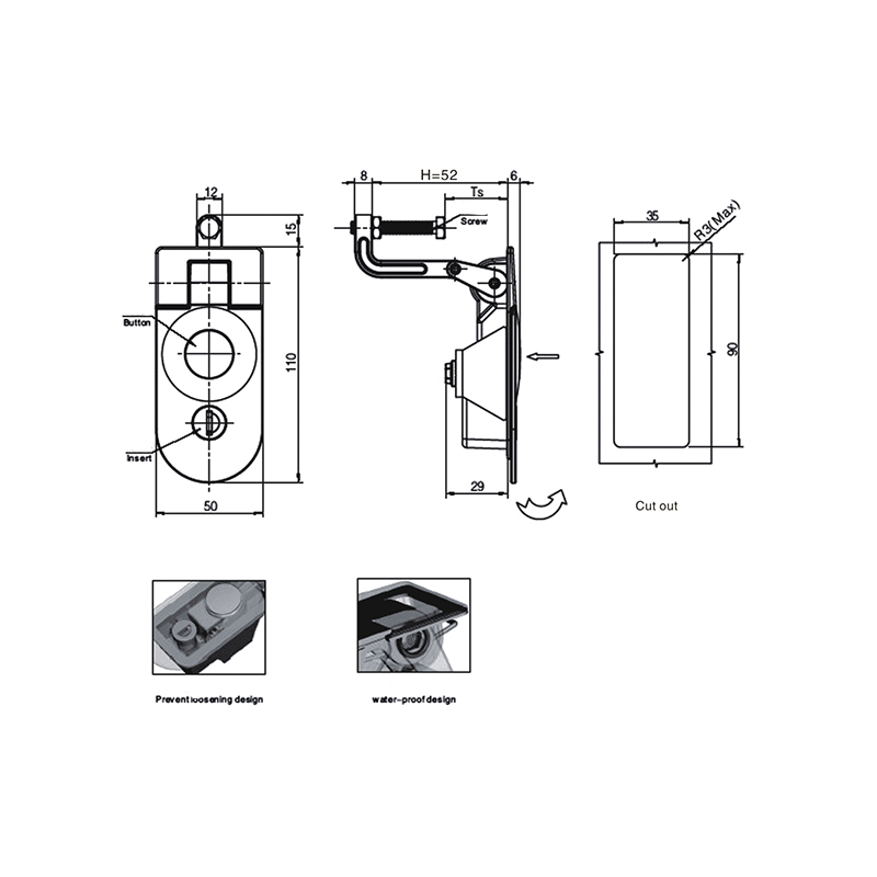 MS718-3-1 375g Lock Core Compression Type Cabinet Locks