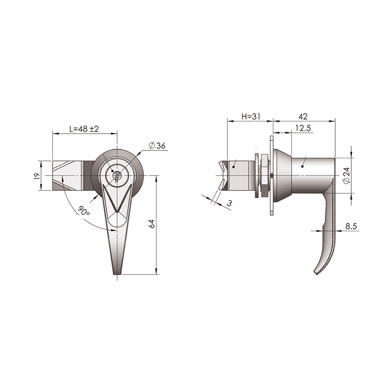 MS306-1 With Insert Zinc Alloy Industrial Handle Locks