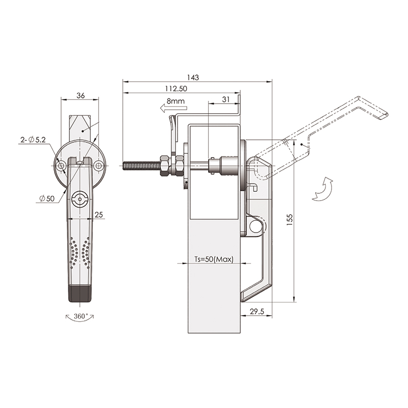 MS816-A With Padlock Industrial Handle Locks With Locking Function