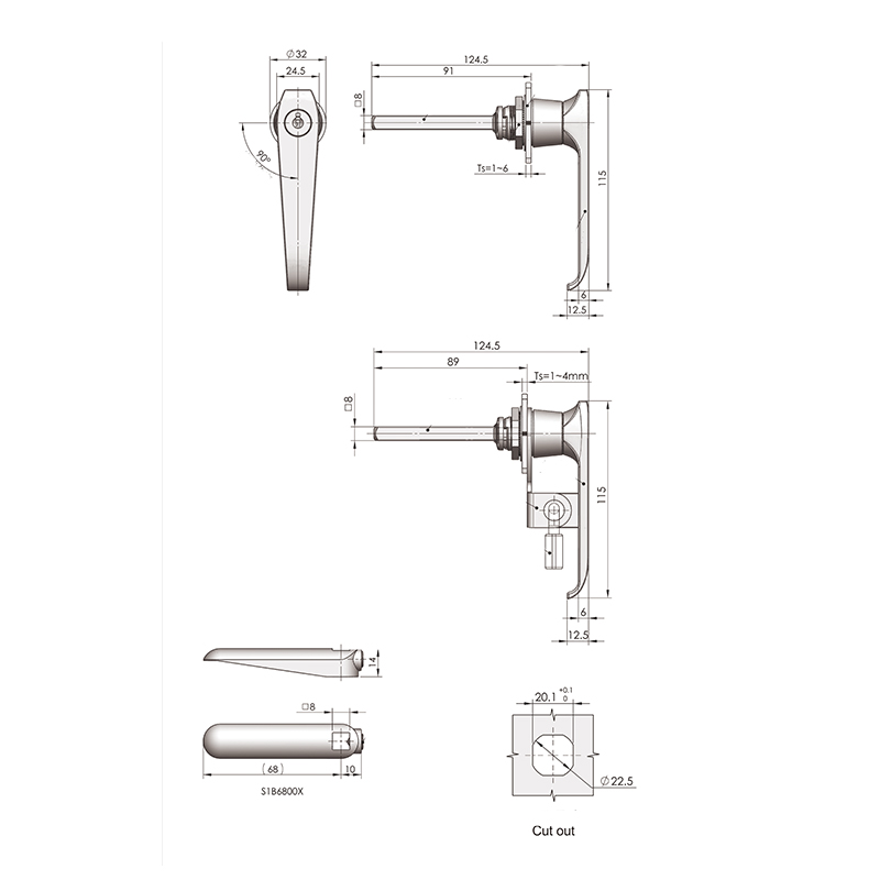 MS312-2 Industrial Handle Locks Without Insert