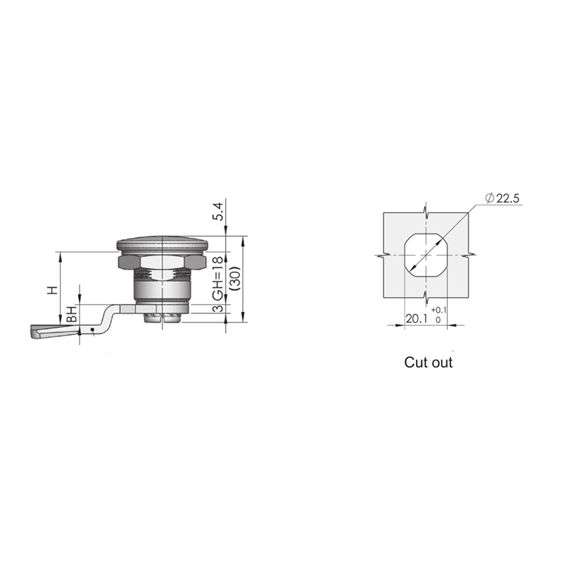 MS705F-2 7*7 Square Industrial Key Cylindric Locks