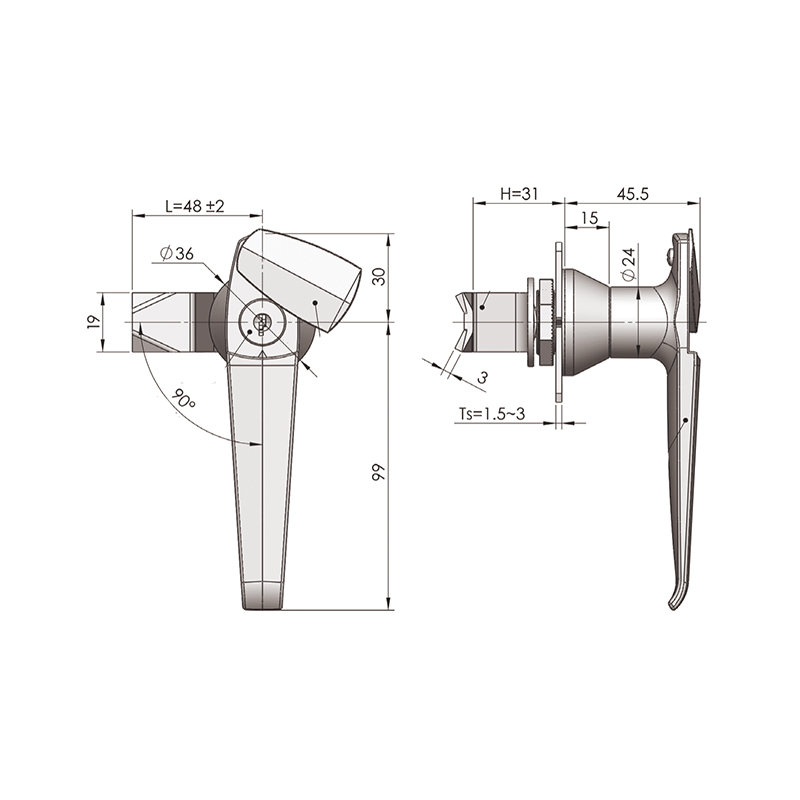 MS307 Protective Left And Right pass unLocking Industrial Handle Locks