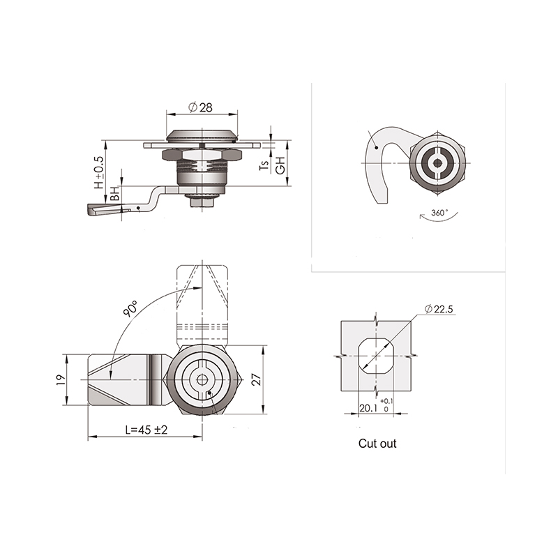 MS705-2M-3 Stainless Steel Material Cylindric Locks