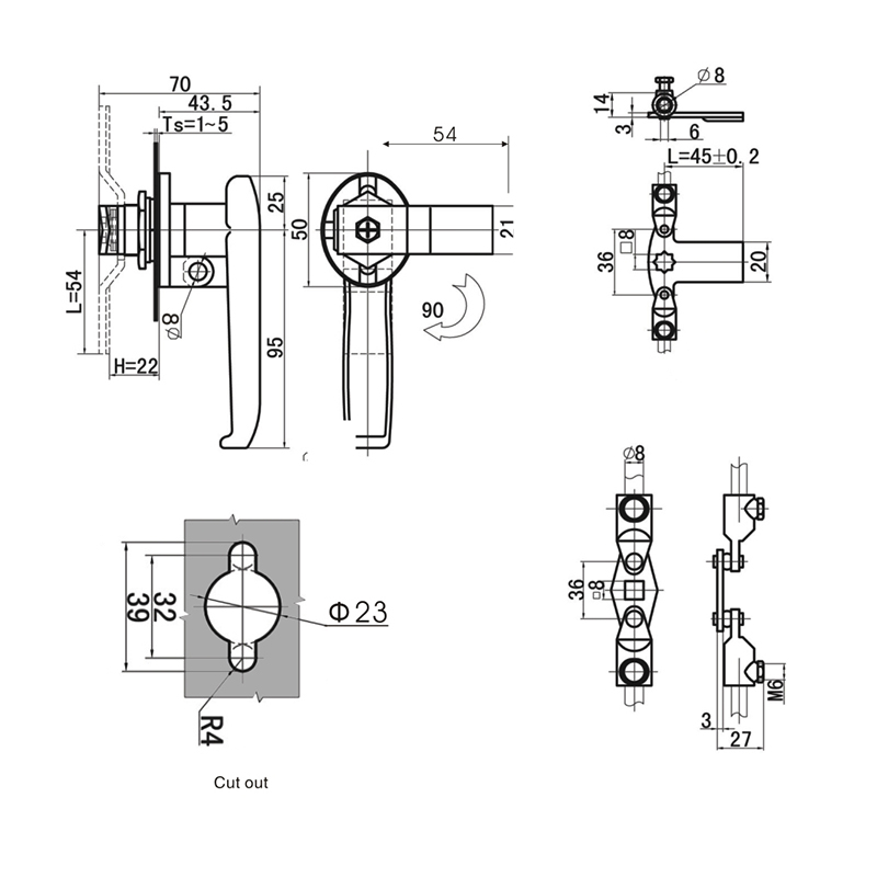 MS913 Right Chrome Zinc Alloy Industrial Handle Locks With Padlock