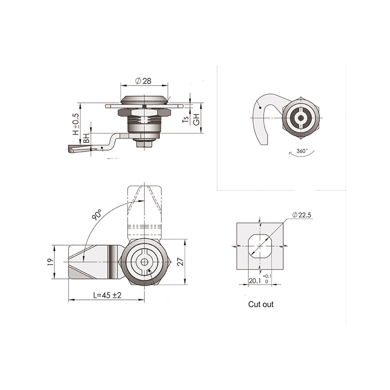 MS705-2MS-3 All Stainless Steel Industrial Cabinet Locks