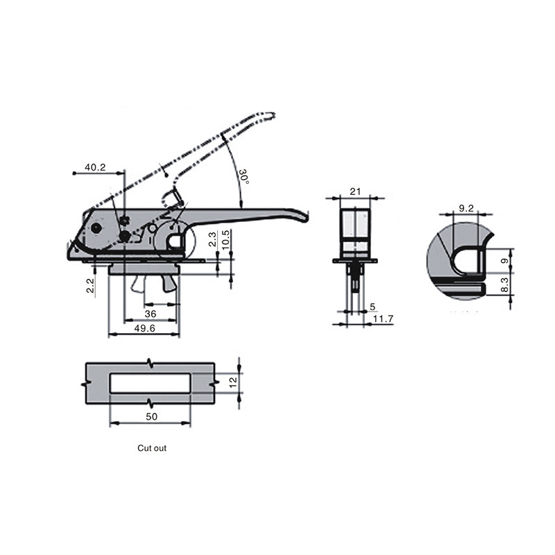 MS877-1 90°Rotation for Opening or Locking Handle Locks With Padlock-副本