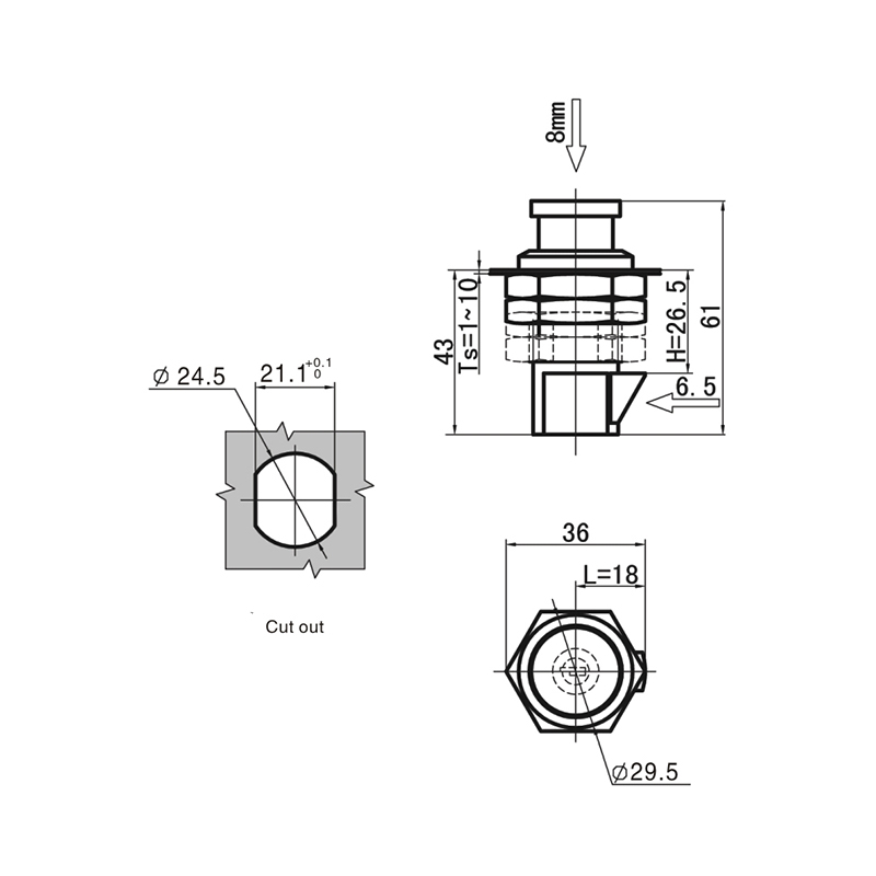 MS210-03 without Insert Industrial Cylindric Locks