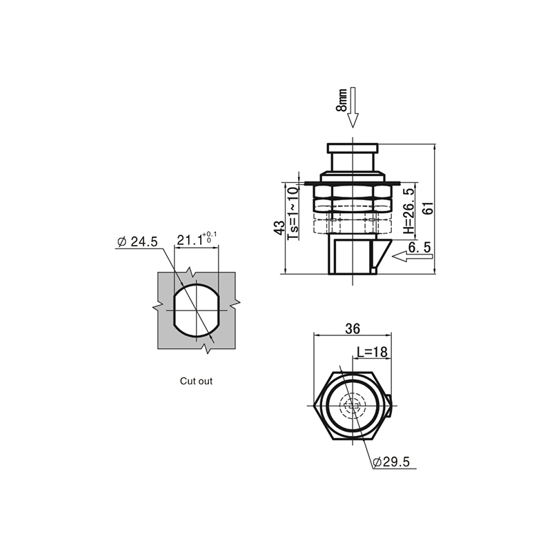 MS210-02 with Insert Industrial Cylindric Locks