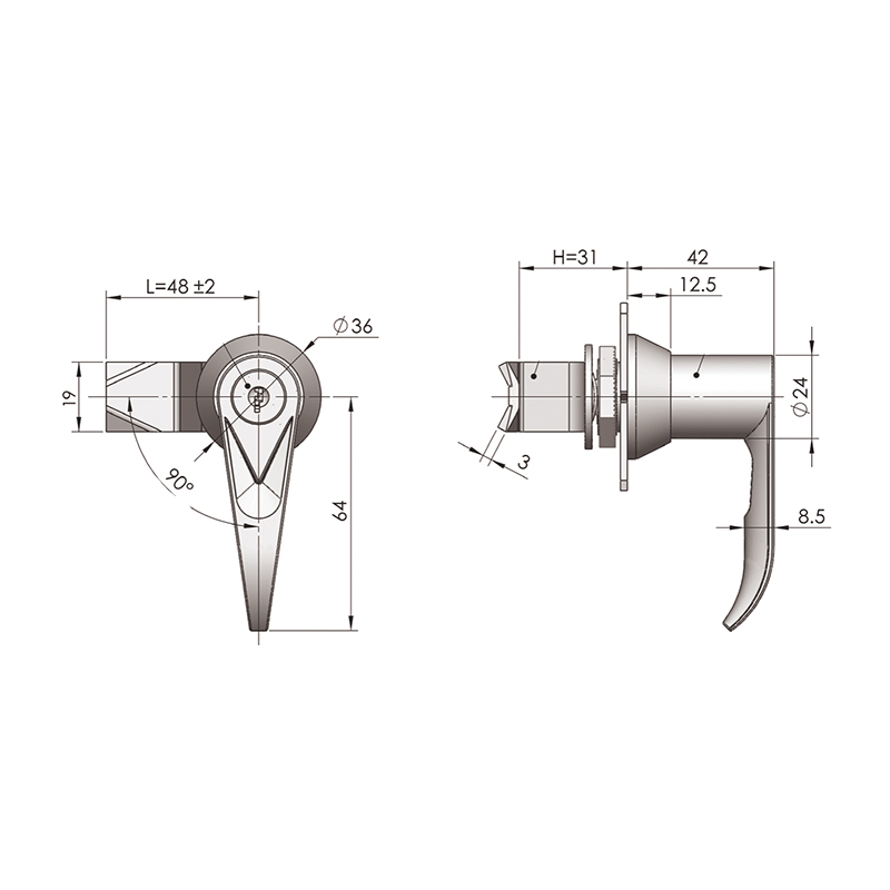 MS306-2 Without Insert Zinc Alloy Industrial Handle Locks