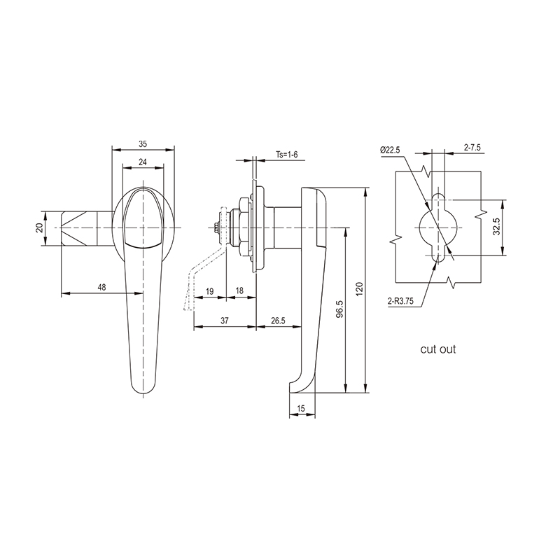 MS308-1-1 60°Rotate to Open or Lock Industrial Handle Locks